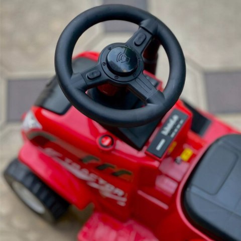 Traktor jeździk na akumulator z przyczepą elektryczny dla dzieci dźwięki czerwony